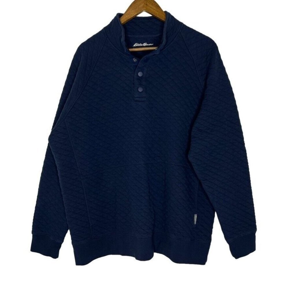 Eddie Bauer Blue Quilted Long Sleeve Sweater Size XL Men’s